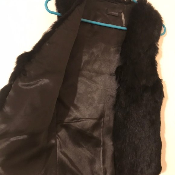 SALE! LOVE TOKEN GENUINE BLACK REAL RABBIT FUR VEST - Picture 8 of 8